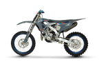 TM dirt bike on a black background