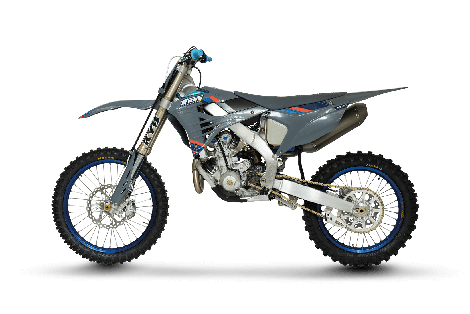 TM dirt bike on a black background